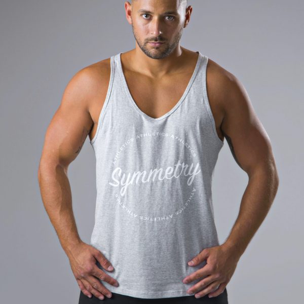 Mens stringer vest tops in heathered grey and white 8 | symmetry athletics