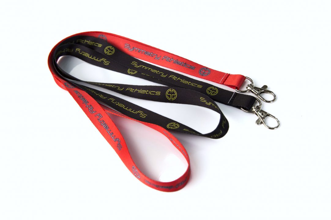 Coral and Black | Symmetry Athletics | Polyester Lanyard 3